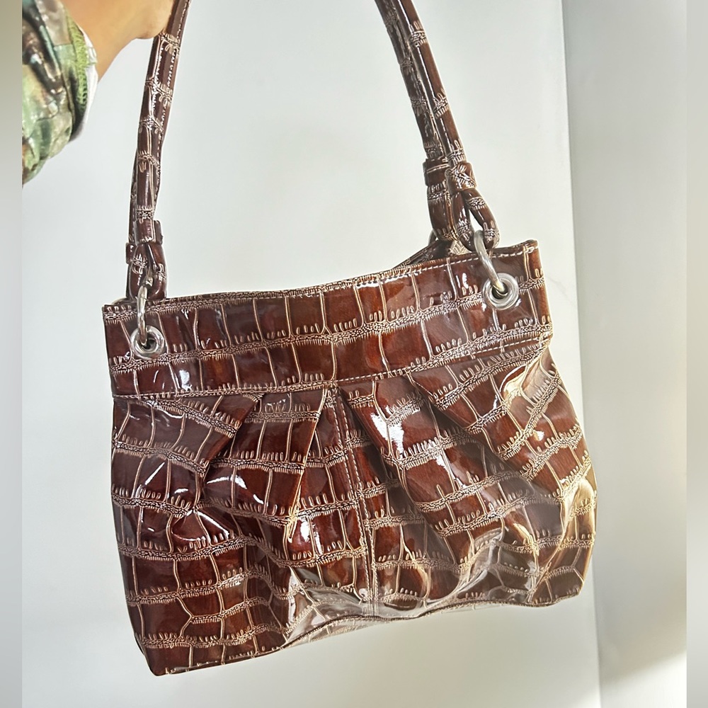 Brown Textured Handbag